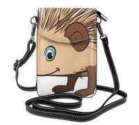 YYHHAOFA Petit sac à main pour téléphone portable 19,3 x 12,4 cm, joli motif hérisson de dessin animé pour femme, parfait pour la marche, le camping, noir