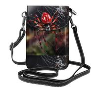 YYHHAOFA Petit sac à main pour téléphone portable 19,3 x 12,4 cm, motif araignée rouge sur toile d'araignée, étui à rabat en cuir pour femme, parfait pour la marche, le camping