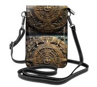 YYHHAOFA Petit sac à main pour téléphone portable 19,3 x 12,4 cm, motif calendrier maya fin du monde, étui à rabat en cuir pour femme, parfait pour la marche, le camping