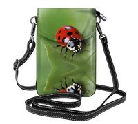 YYHHAOFA Petit sac à main pour téléphone portable 19,3 x 12,4 cm, motif coccinelle rouge, étui à rabat en cuir pour femme, parfait pour la marche, le camping