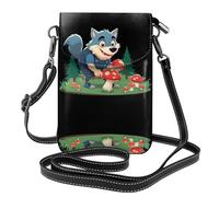 YYHHAOFA Petit sac à main pour téléphone portable 19,3 x 12,4 cm Motif grand méchant loup cueillant des champignons pour femme, parfait pour la marche, le camping