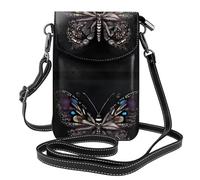 YYHHAOFA Petit sac à main pour téléphone portable 19,3 x 12,4 cm, motif papillon scientifique, étui à rabat en cuir pour femme, parfait pour la marche, le camping
