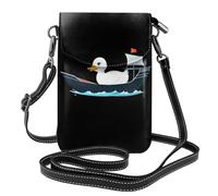 YYHHAOFA Petit sac à main pour téléphone portable 19,3 x 12,4 cm, motif petit canard blanc sur le bateau, étui à rabat en cuir pour femme, parfait pour la marche, le camping