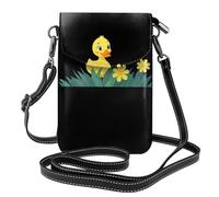 YYHHAOFA Petit sac à main pour téléphone portable, 19,3 x 12,4 cm, motif petit canard dans la fleur jaune, étui à rabat en cuir pour femme, parfait pour la marche, le camping