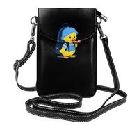 YYHHAOFA Petit sac à main pour téléphone portable 19,3 x 12,4 cm, motif petit canard jaune avec image cartable, étui à rabat en cuir pour femme, parfait pour la marche, le camping