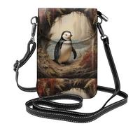 YYHHAOFA Petit sac à main pour téléphone portable 19,3 x 12,4 cm, motif petit pingouin sous le cèdre, étui à rabat en cuir pour femme, parfait pour la marche, le camping