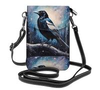 YYHHAOFA Petit sac à main pour téléphone portable 19,3 x 12,4 cm, motif pie dans le ciel étoilé, étui à rabat en cuir pour femme, parfait pour la marche, le camping