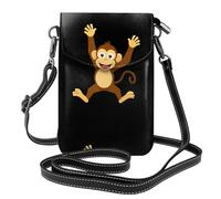 YYHHAOFA Petit sac à main pour téléphone portable 19,3 x 12,4 cm, motif singe excité, étui à rabat en cuir pour femme, parfait pour la marche, le camping