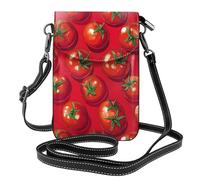 YYHHAOFA Petit sac à main pour téléphone portable 19,3 x 12,4 cm, motif tomates étalées à plat, étui à rabat en cuir pour femme, parfait pour la marche, le camping