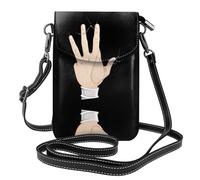 YYHHAOFA Petit sac à main pour téléphone portable de 19,3 x 12,4 cm avec image fissurée entre les doigts, étui à rabat en cuir pour femme, parfait pour la marche, le camping, noir