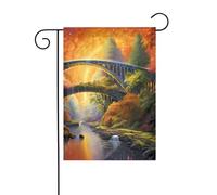YYHHAOFA Pont arc-en-ciel après la pluie - Mât de jardin - Décoration extérieure - Double face - 30,5 x 45,7 cm