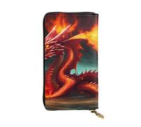 YYHHAOFA Portefeuille long en cuir imprimé Dragon King in Fire : confortable, léger, tendance, durable 19 x 10,5 cm, Noir , Taille unique