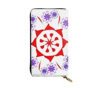 YYHHAOFA Portefeuille rotatif en cuir avec motif fleurs violettes : confortable, léger, imperméable, durable 19 x 10,5 cm, noir, taille unique, Noir , Taille unique