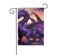 YYHHAOFA Purple and Wirte Drapeau de jardin 4 saisons Motif dragons Décoration de cour 30,5 x 45,7 cm