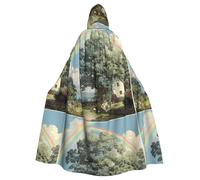 YYHHAOFA Rainbow Beside The Tree Pattern Halloween Cape à capuche pour homme et femme Vêtements Manteau Jeu de rôle