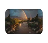 YYHHAOFA Rainbow on The River Beach Pattern Crystal Velvet Lock Edge Tapis de sol pour chambre à coucher, salon, dortoir, décoration de la maison
