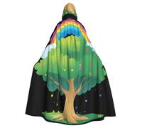 YYHHAOFA Rainbow Under The Tree Pattern Halloween Cape à capuche pour homme et femme Vêtements Manteau Jeu de rôle