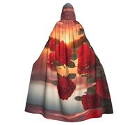 YYHHAOFA Red Roses At Sunset Pattern Halloween Cape à capuche pour homme et femme Vêtements Manteau Jeu de rôle