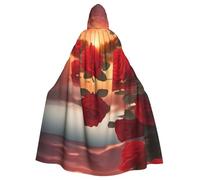 YYHHAOFA Red Roses At Sunset Pattern Halloween Cape à capuche pour homme et femme Vêtements Manteau Jeu de rôle