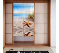 YYHHAOFA Rideau de porte à motif plage, étoiles de mer, terres de mer, demi-couvert, rideaux de séparation 86,4 x 142,2 cm