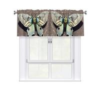 YYHHAOFA Rideaux courts avec tringle à cantonnière - 137,2 x 45,7 cm - Belle image de papillon de nuit pour cuisine, salle de bain, chambre à coucher, studio - S'adapte à la plupart des tringles à