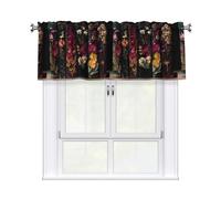 YYHHAOFA Rideaux courts avec tringle à cantonnière 137,2 x 45,7 cm - Image romantique entre les pages - Pour cuisine, salle de bain, chambre à coucher, studio - Compatible avec la plupart des tringles