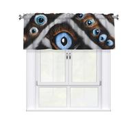 YYHHAOFA Rideaux courts avec tringle à cantonnière - 137,2 x 45,7 cm - Motif mauvais œil - Pour cuisine, salle de bain, chambre à coucher, studio - S'adapte à la plupart des tringles à rideaux