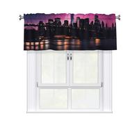 YYHHAOFA Rideaux courts avec tringle à cantonnière - 137 x 45 cm - Motif ciel nocturne de New York - Pour cuisine, salle de bain, chambre à coucher, studio - Compatible avec la plupart des tringles à