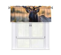 YYHHAOFA Rideaux courts avec tringle à cantonnière - Motif élan taureau - Pour cuisine, salle de bain, chambre à coucher, studio - S'adapte à la plupart des tringles à rideaux standard ou décoratives