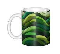 YYHHAOFA Rippling Green Waves Mug en céramique pour cappuccino, latte, céréales, yaourt, lait, boissons chaudes ou froides Four à micro-ondes