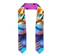YYHHAOFA Ruban châle aplati coloré avec image de chat psychédélique - Étole en satin pour cérémonie de remise de diplôme, cadeau pour fils, filles, amis et sœurs, Aplati, Taille unique