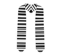 YYHHAOFA Ruban châle plat à rayures noires et blanches - Étole en satin pour cérémonie de remise de diplôme, cadeau pour fils, filles, amis et sœurs, coin pointu, Taille unique