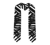 YYHHAOFA Ruban de châle plat avec lignes noires et blanches - Étole en satin pour cérémonie de remise de diplôme, cadeau pour fils, filles, amis et sœurs, coin pointu, Taille unique