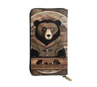 YYHHAOFA Rustic Lodge Bear Portefeuille long en cuir estampé : confortable, léger, imperméable, durable 19 x 10,5 cm, noir, taille unique, Noir , Taille unique