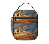 YYHHAOFA Sac à déjeuner isotherme portable avec imprimé girafe et animaux d'Afrique, adapté pour les étudiants au travail et aux voyages
