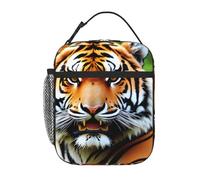 YYHHAOFA Sac à déjeuner isotherme portable, motif tigre féroce, réutilisable, durable, pour homme et femme, facile à transporter