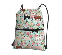YYHHAOFA Sac à dos à fermeture éclair avec cordon de serrage imprimé animaux de la ferme - Sac de sport durable, léger et résistant à l'eau pour les voyages, le sport et le transport quotidien