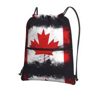 YYHHAOFA Sac à dos à fermeture éclair avec cordon de serrage imprimé drapeau canadien - Sac de sport durable, léger et résistant à l'eau pour les voyages, le sport et le transport quotidien