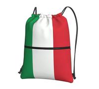 YYHHAOFA Sac à dos à fermeture éclair avec cordon de serrage imprimé drapeau italie - Sac de sport durable, léger et résistant à l'eau pour les voyages, le sport et le transport quotidien