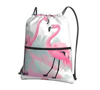 YYHHAOFA Sac à dos à fermeture éclair avec cordon de serrage imprimé flamant rose - Sac de sport durable, léger et résistant à l'eau pour les voyages, le sport et le transport quotidien