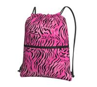 YYHHAOFA Sac à dos à fermeture éclair avec cordon de serrage imprimé tigre zèbre léopard rose - Durable, léger et résistant à l'eau pour voyage, sport et transport quotidien