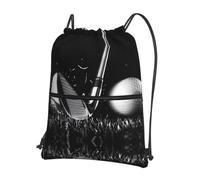YYHHAOFA Sac à dos avec cordon de serrage et fermeture éclair avec imprimé golf noir et blanc - Sac de gym léger avec tissu résistant à l'eau et plusieurs poches pour les voyages et le sport