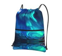 YYHHAOFA Sac à dos avec cordon de serrage imprimé aurore boréale - Sac de sport durable, léger et résistant à l'eau pour les voyages, le sport et le transport quotidien