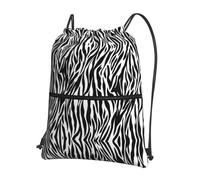 YYHHAOFA Sac à dos avec cordon de serrage imprimé zèbre - Sac de sport léger avec tissu résistant à l'eau, poche avant pratique et sangles réglables pour le voyage