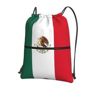 YYHHAOFA Sac à dos léger avec cordon de serrage imprimé drapeau du Mexique avec tissu résistant à l'eau et plusieurs poches pour les voyages et le sport