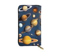 YYHHAOFA Solar System Planets Stamp Portefeuille long en cuir : confortable, léger, imperméable, durable, 19 x 10,5 cm, noir, taille unique, Noir , Taille unique