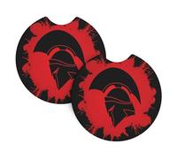 YYHHAOFA Spartan Warrior Lot de 2 dessous de verre Motif casque de voiture - Couches en néoprène : protection contre la chaleur, les éclaboussures et les rayures