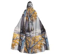YYHHAOFA Sycomore Trees On The Street Pattern Halloween Cape à capuche pour adulte Vêtements pour homme et femme Manteau pour jeu de rôle