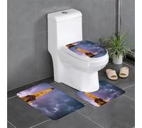YYHHAOFA Tapis de sol antidérapant 3 pièces Motif Tour de Paris éblouissante Tapis de sol de toilette en forme de U fermement fixé, absorbant et durable, épais et confortable