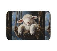 YYHHAOFA Tapis de sol antidérapant et épais imprimé « The Sleeping Lamb in the Cradle » - Pour salle de bain, chambre à coucher - Lavable - 40,6 x 61 cm
